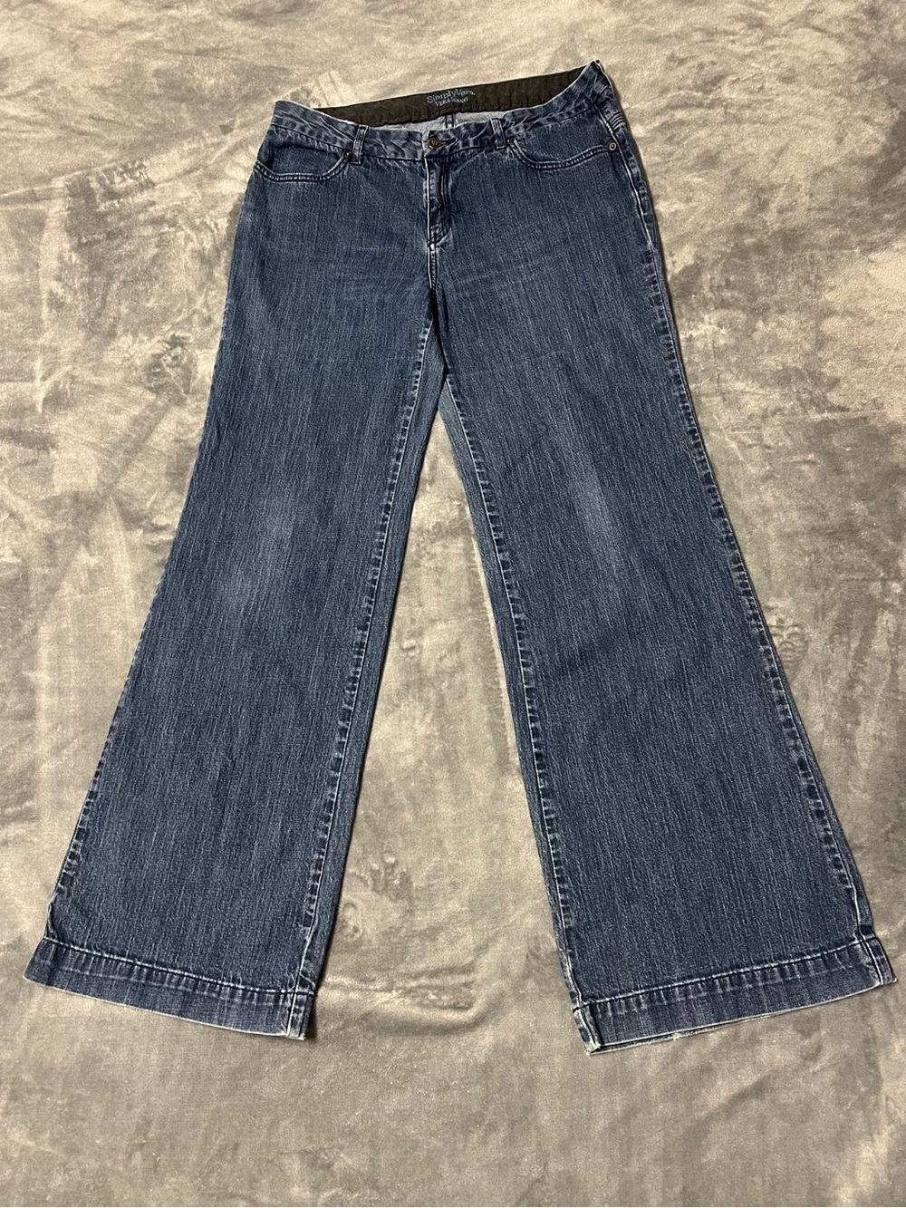 Simply Vera Vera Wang Jeans Size 10 Blue Flare Wide Leg Denim Stretch Pants